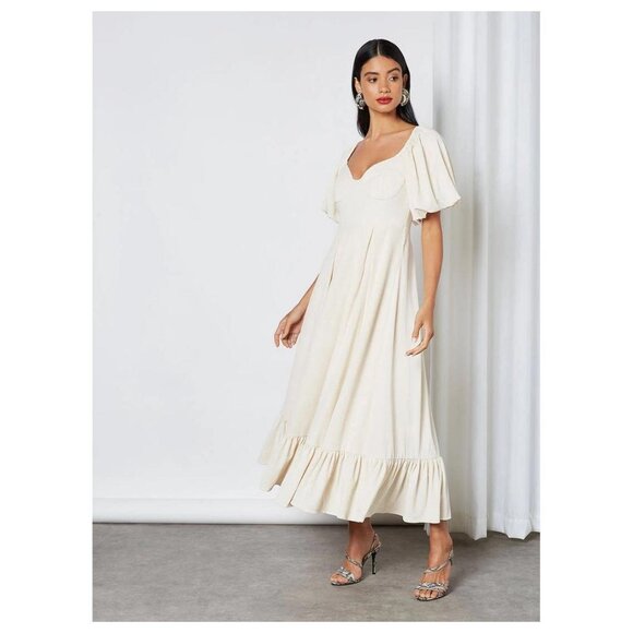 New Velvet Wedding Dress Maxi Puff Poof Sleeve Romantic Bustier Corset Bodice UO - Picture 16 of 16